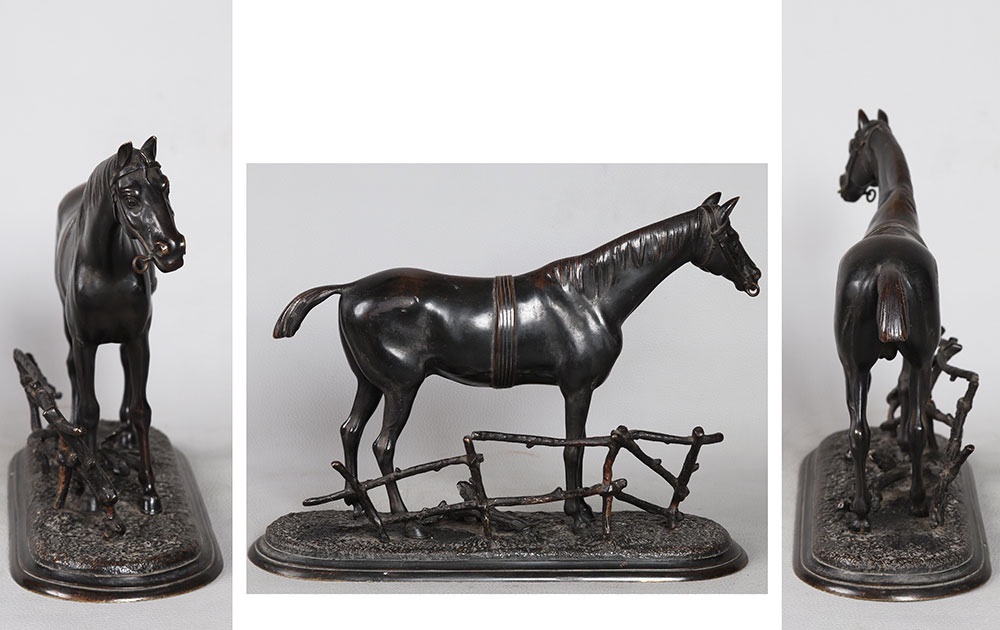 19th Century Bronze, Animal, Racehorse, French School-photo-2