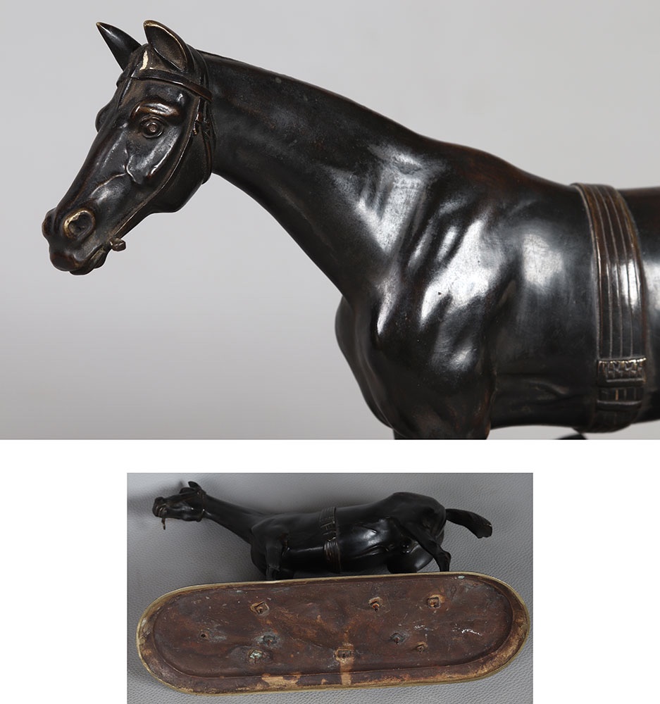 19th Century Bronze, Animal, Racehorse, French School-photo-3