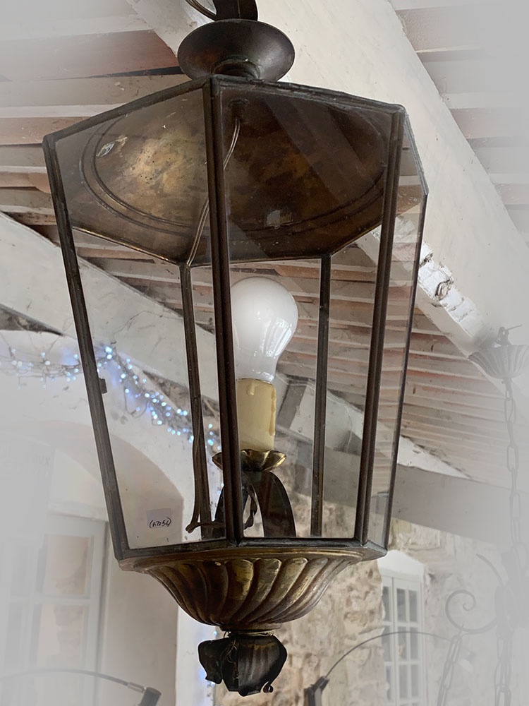 Pair Of 6-sided Lanterns, Early 20th Century, 60 Cm-photo-3