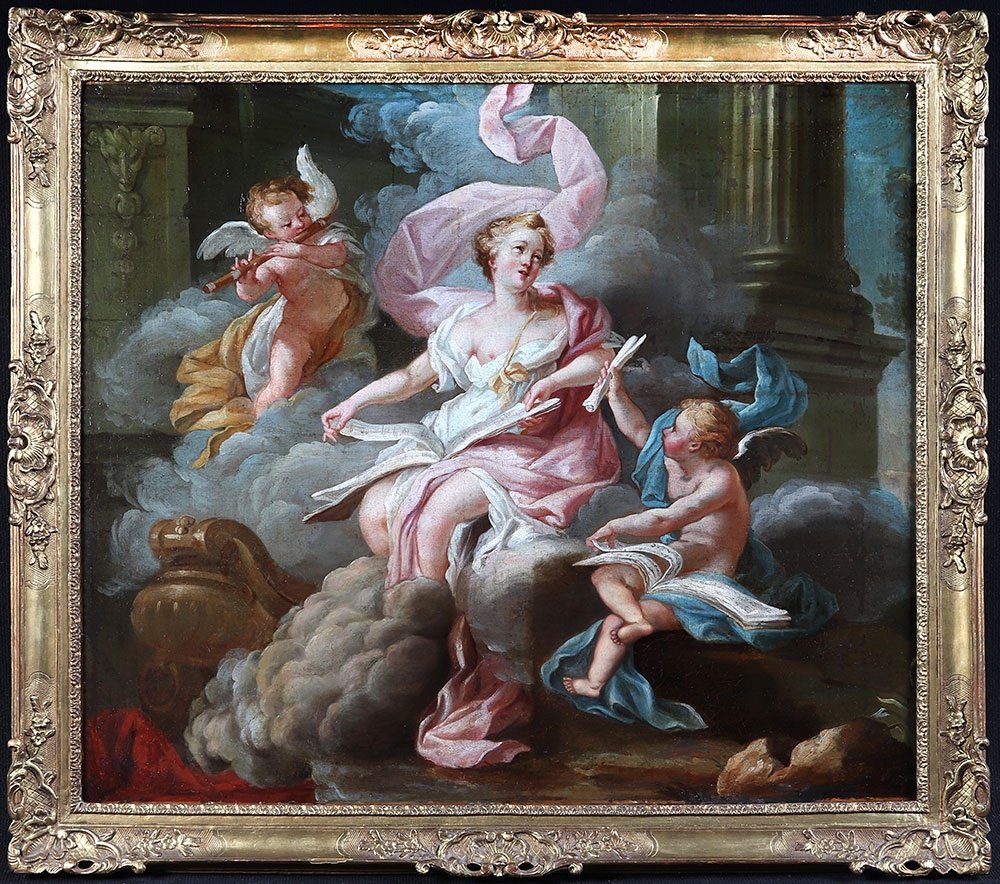 Allegory Of Music, Entourage Of François Boucher 1703/1770, French School Of The 18th Century-photo-2