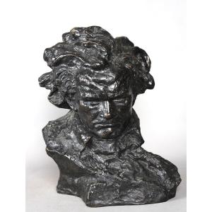 Large Bronze Early 20th Century, Beethoven After Ugo Cipriani 1887/1960