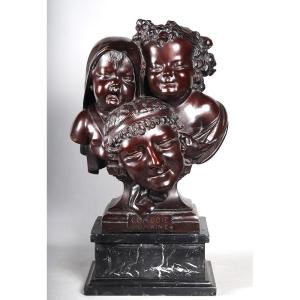 Bronze 19th Century, 61 Cm, Jean Barnabé Amy 1839/1907, The Human Comedy
