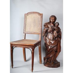 18th Century Period, 90 Cm, Virgin And Child, Large Wooden Sculpture