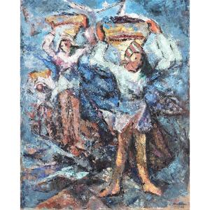 The Fishermen, Signed: Germaine Normann, Dated 1952, French School