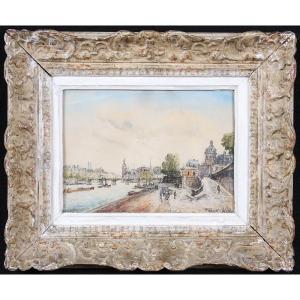 Frank Will (frank Boggs), Paris, Quai De Seine, Pont Des Arts, Watercolor
