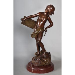 19th Century Bronze, 56 Cm, Moreau Louis Auguste 1834/1917, The Art Critic