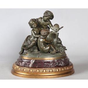 19th Century Bronzes, Signed Elias Robert 1821/1874, Allegory Of The Arts