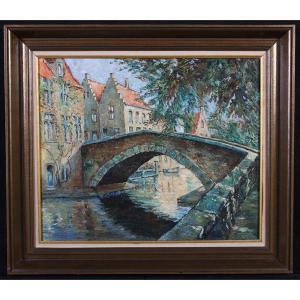 View Of Bruges, Belgium, Signed: L. Dupont, Belgian School