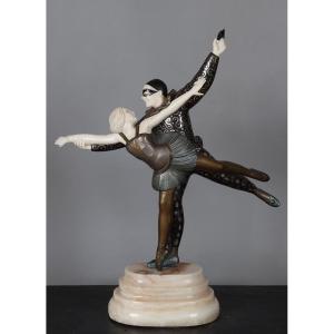 Alexandre KELETY 187/1940, Chryséléphantine 48 cm, Art Déco, les danseurs 