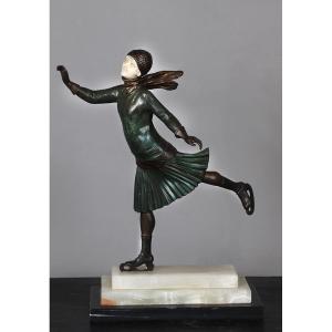 Chiparus (1886-1947), 36 Cm, Chryséléphantine, Signed, Skater