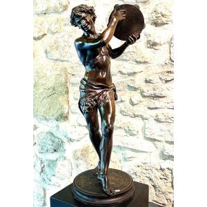 Grand Bronze XIX ème, 72 cm, Jean Jules Samson 1823/1902, Le danseur Romain