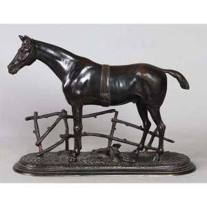 Bronze XIX ème, animalier, cheval de course, Ecole Françaises