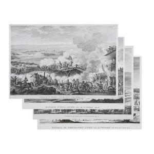 Set Of 4 Engravings From The Early 19th Century, Napoleon Bonaparte, 33x45cm, The Great Battles