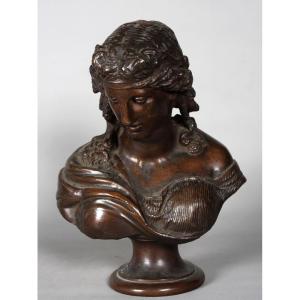 19th Century Bronze Bust Of Ariadne, Wife Of Dionysus