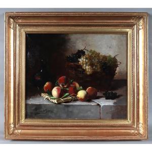 Brunel De Neuville, 88 Cm, Still Life With Fruits, French School