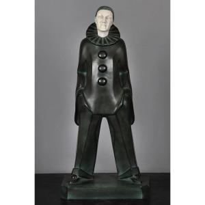 Max Le Verrier, Chryselephantine 45 Cm, Art Deco, Pierrot 