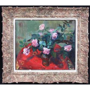 Bouquet Of Roses, Signed Robert Francolin 1899/1974, French School