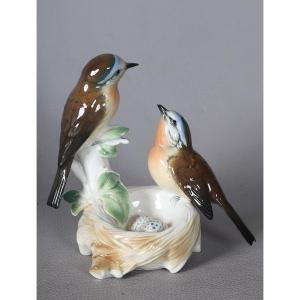 Porcelain, Parakeet, Bears A Stamp, Height: 16 Cm