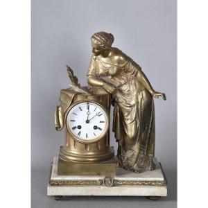 19th Century Bronze Clock, With Antique Greco-roman Decoration