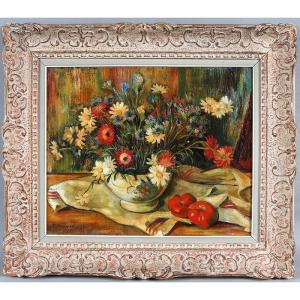 Flowers, Signed: P. Maurin Dated 1951, French School