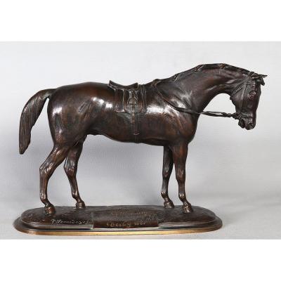 Bronze XIX ème, Pierre Lenordez 1815/1892, Bronze Cheval Course