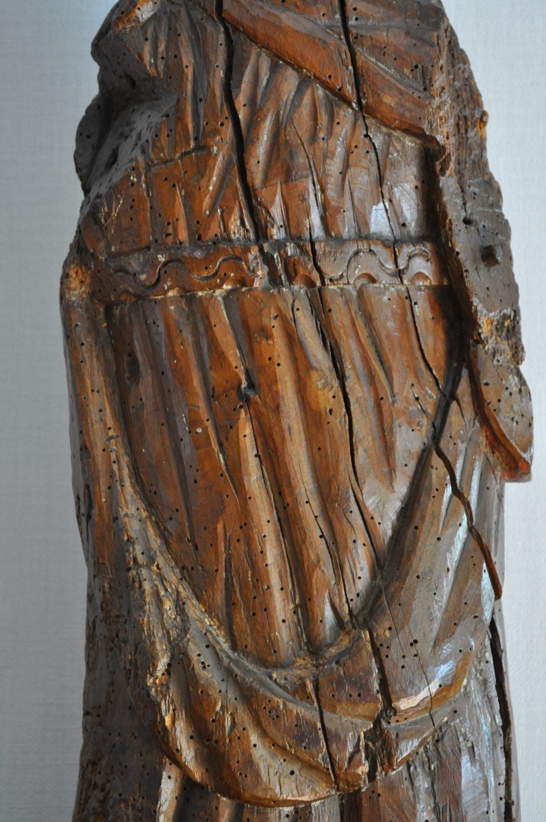 Sculpture - Holy Stature In Polychrome Wood - France XVIth-photo-3