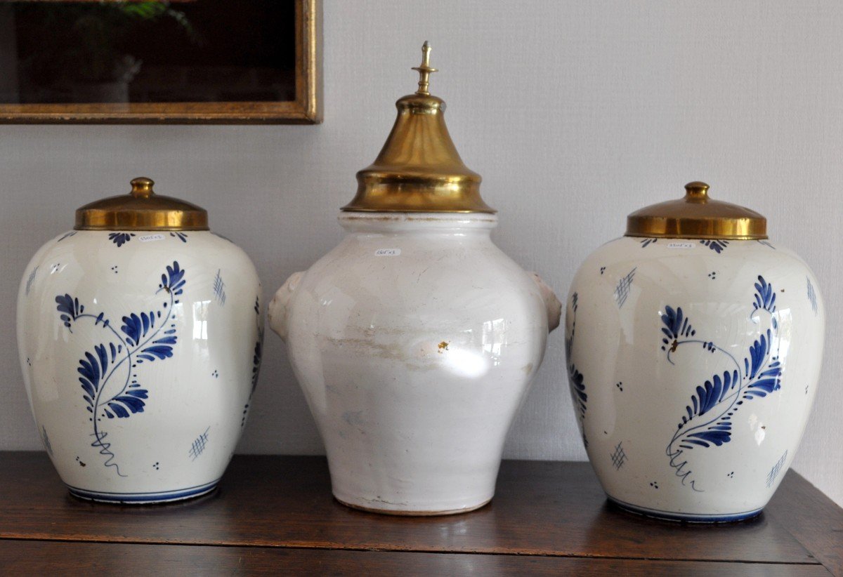 Set Of 3 Delft Earthenware Tobacco Pots - XVIII-photo-2