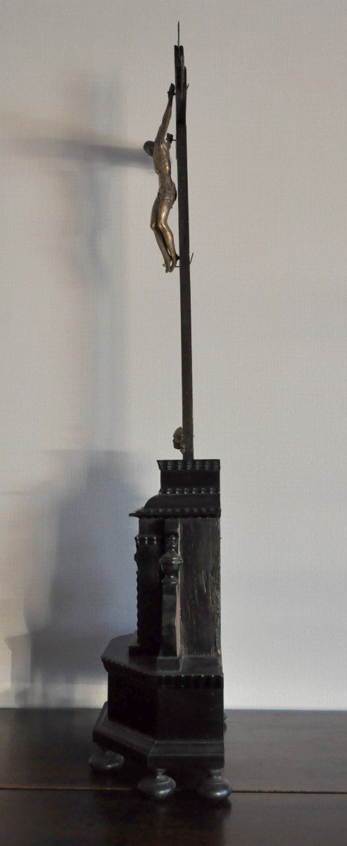Large Crucifix In Wood And Silver Metal - XVIIth-photo-4