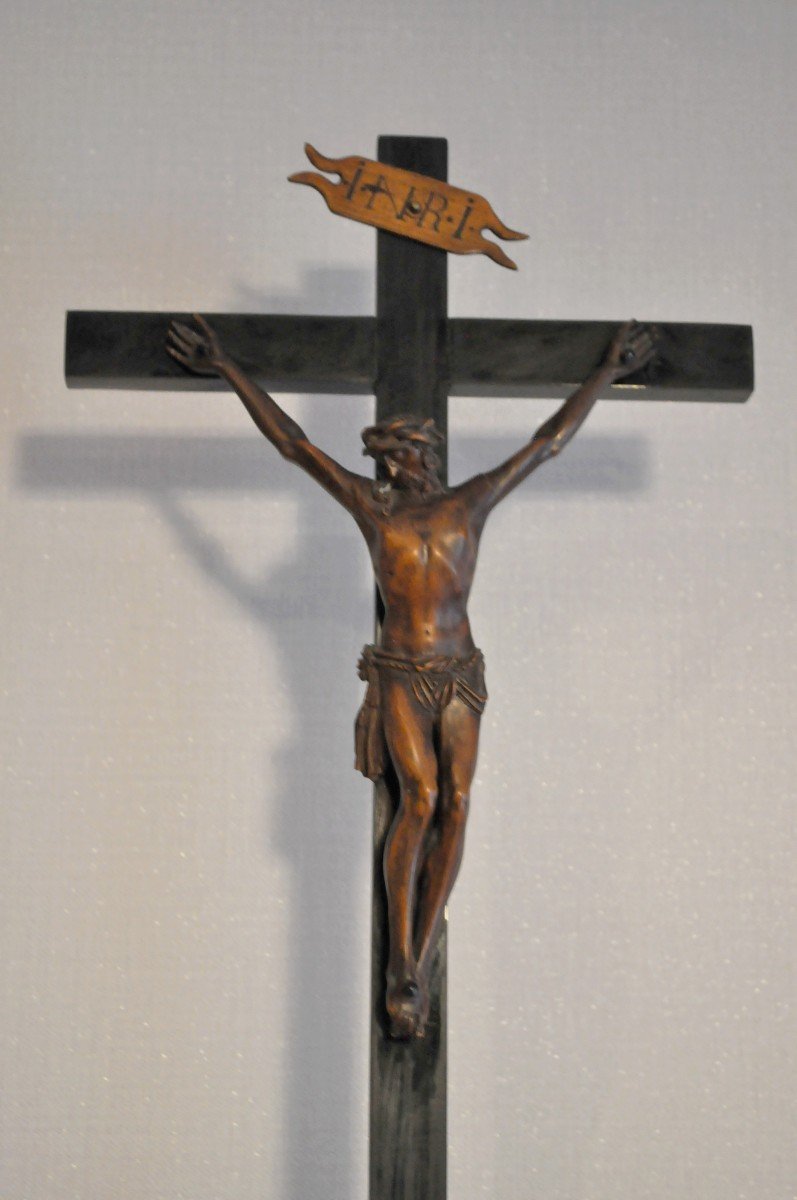 Wooden Crucifix - Wooden Christ - Wooden Support And Scales - XVIIIth-photo-2