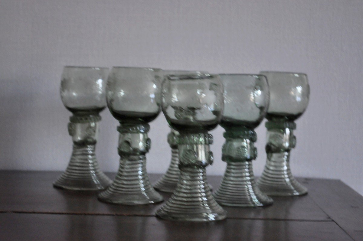 Lot Of 6 Römer Glasses - Germany - Circa 1800-photo-2