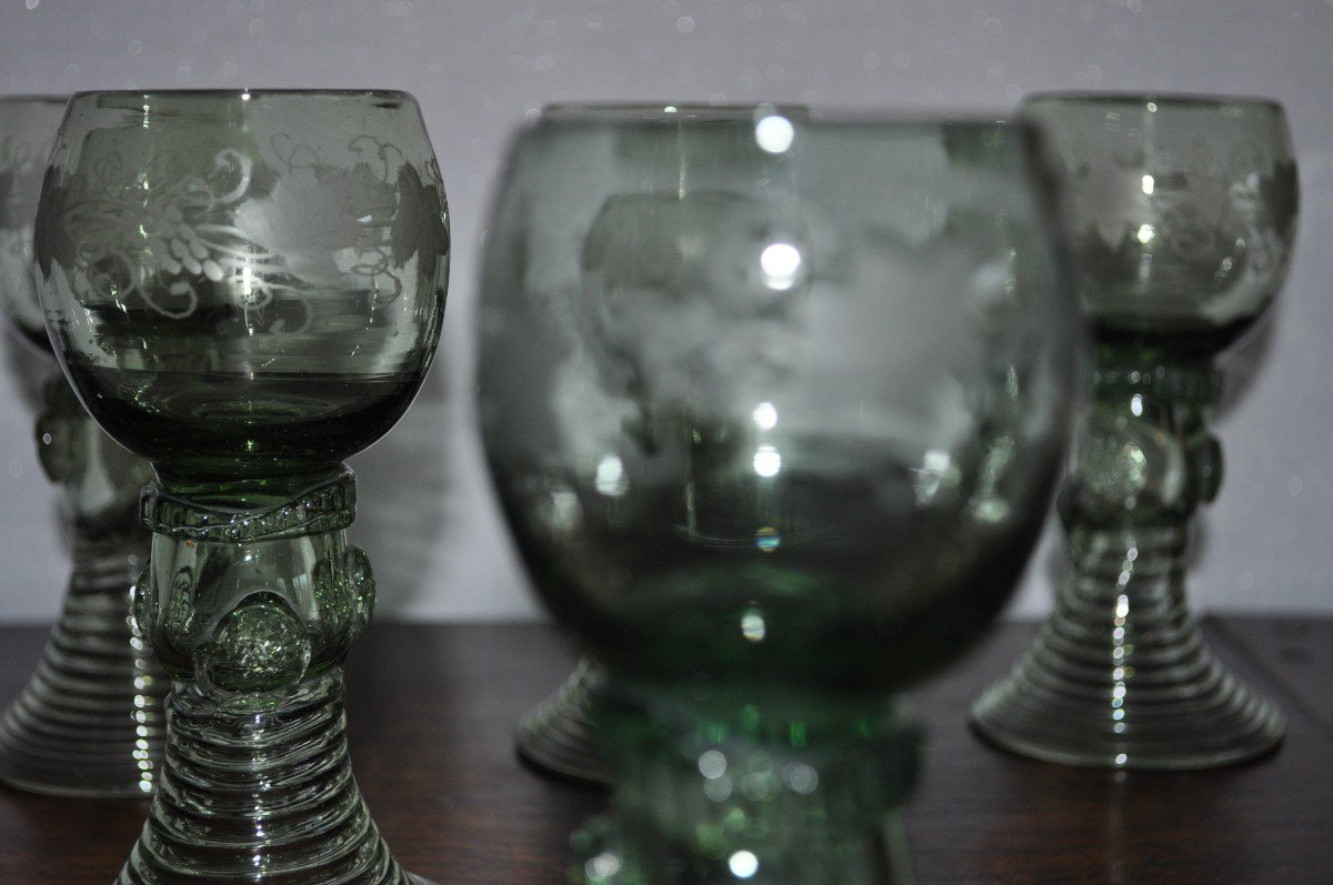 Lot Of 6 Römer Glasses - Germany - Circa 1800-photo-2