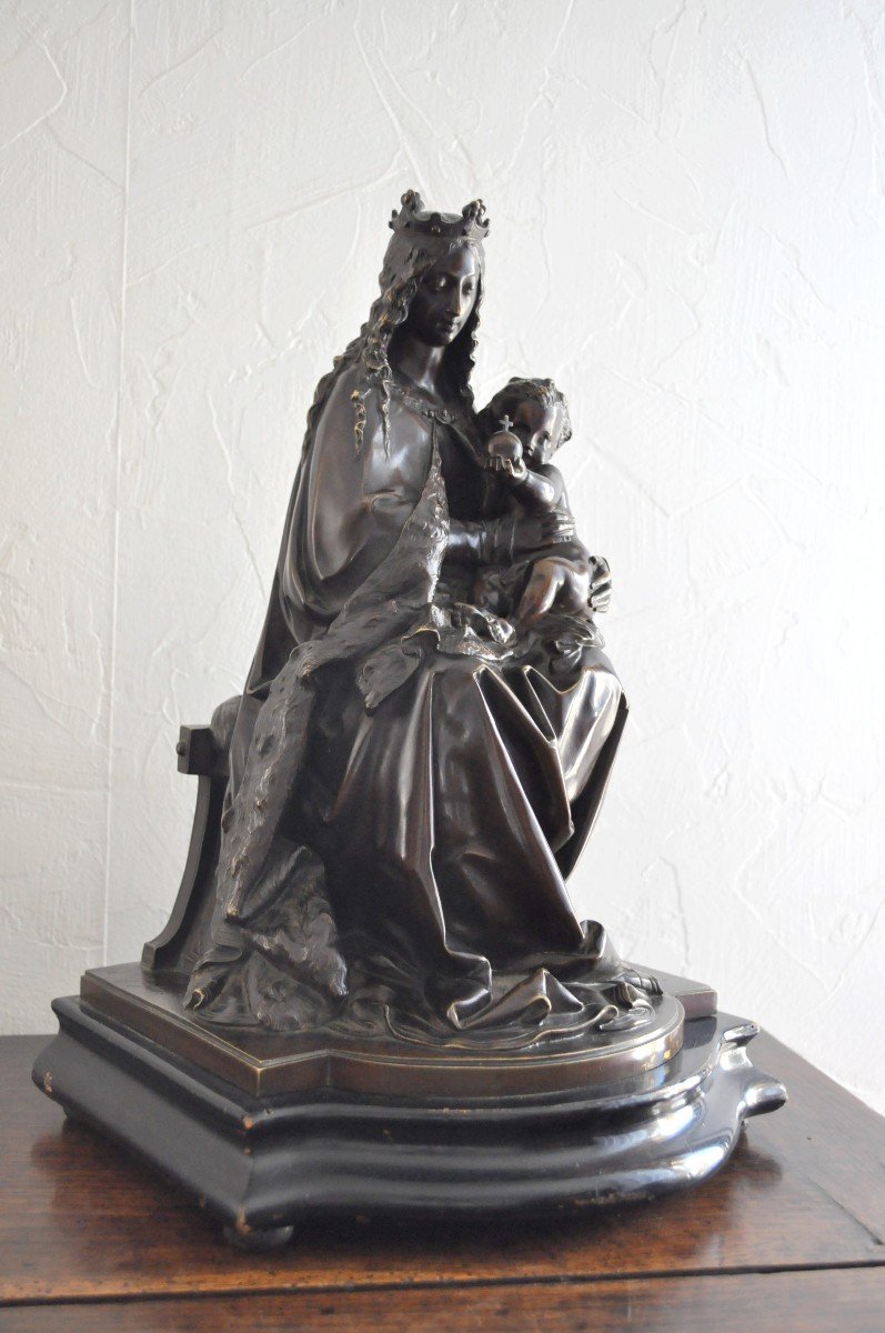 Bronze Sculpture - Madonna And Child - Signed Grégoire-photo-2