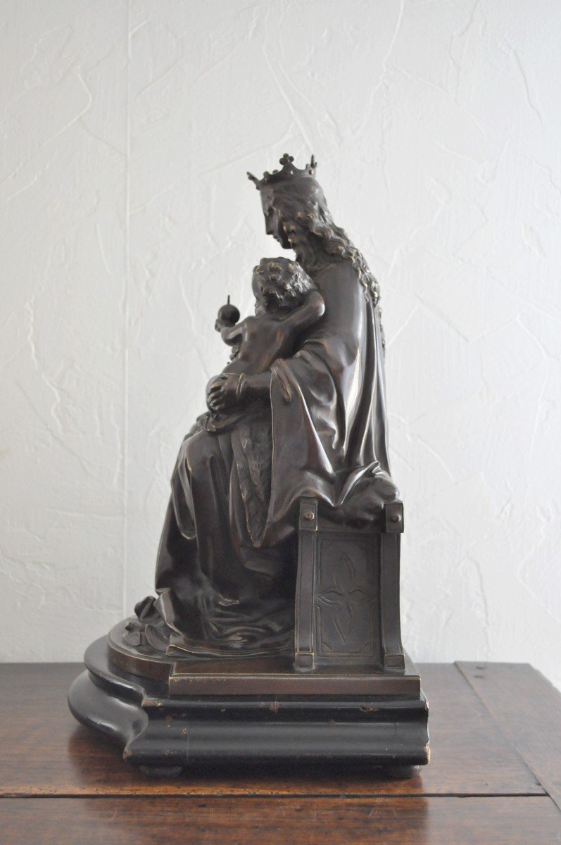 Bronze Sculpture - Madonna And Child - Signed Grégoire-photo-4