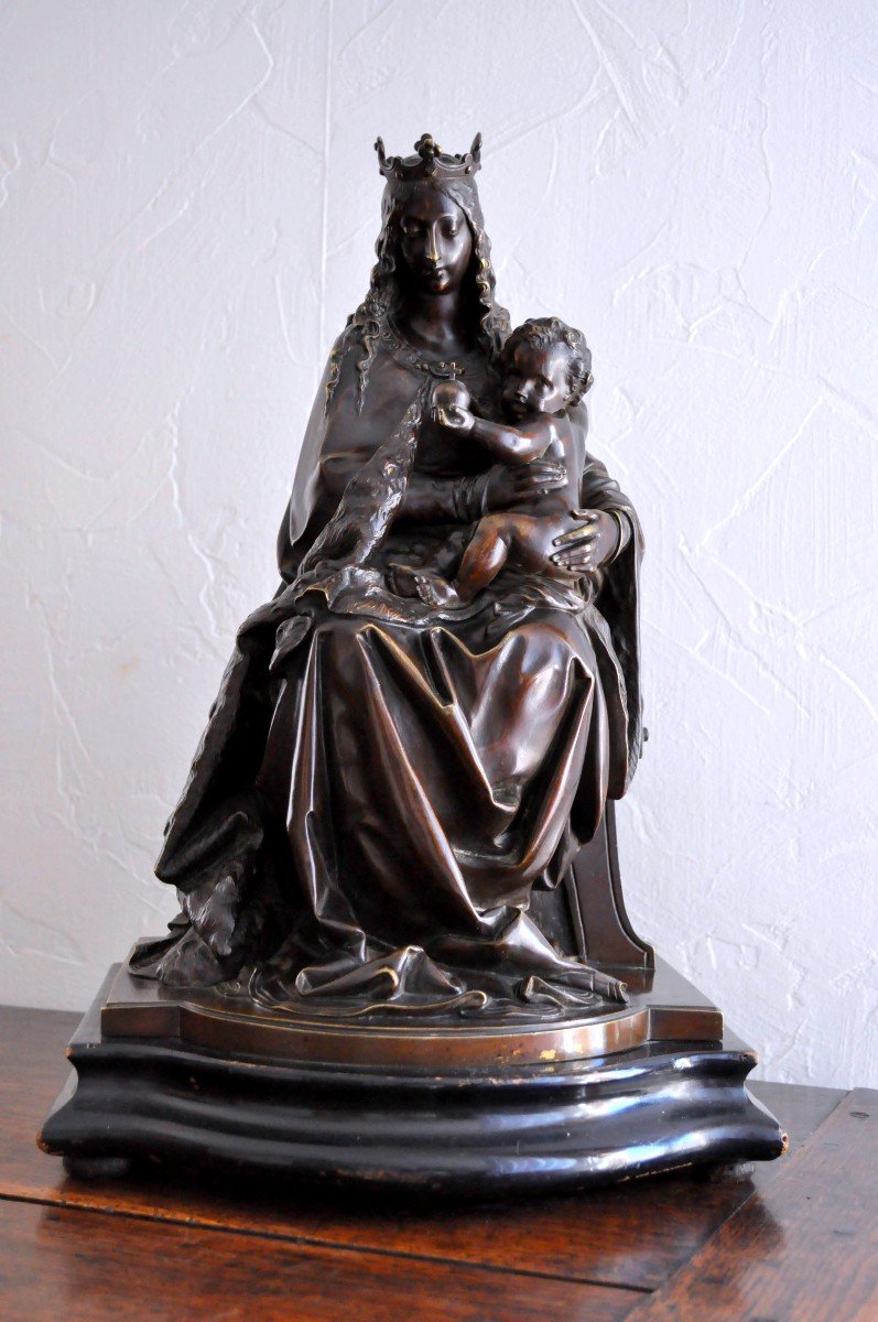 Bronze Sculpture - Madonna And Child - Signed Grégoire