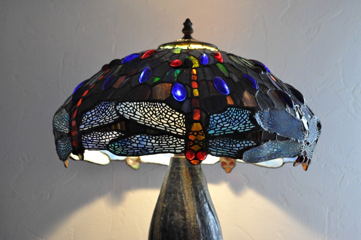 Lampe à Poser - Signée H Javaux - Style Tiffany-photo-2
