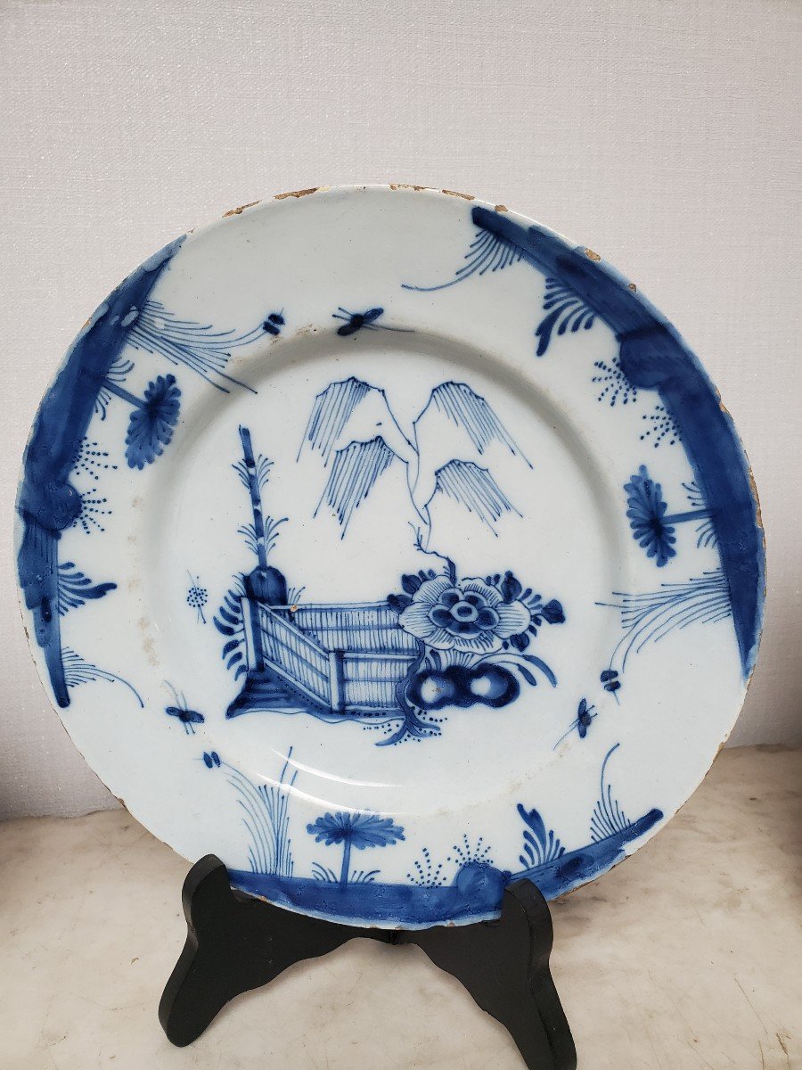 Pair Of Fine Delft Earthenware Plates - 18th Century-photo-3