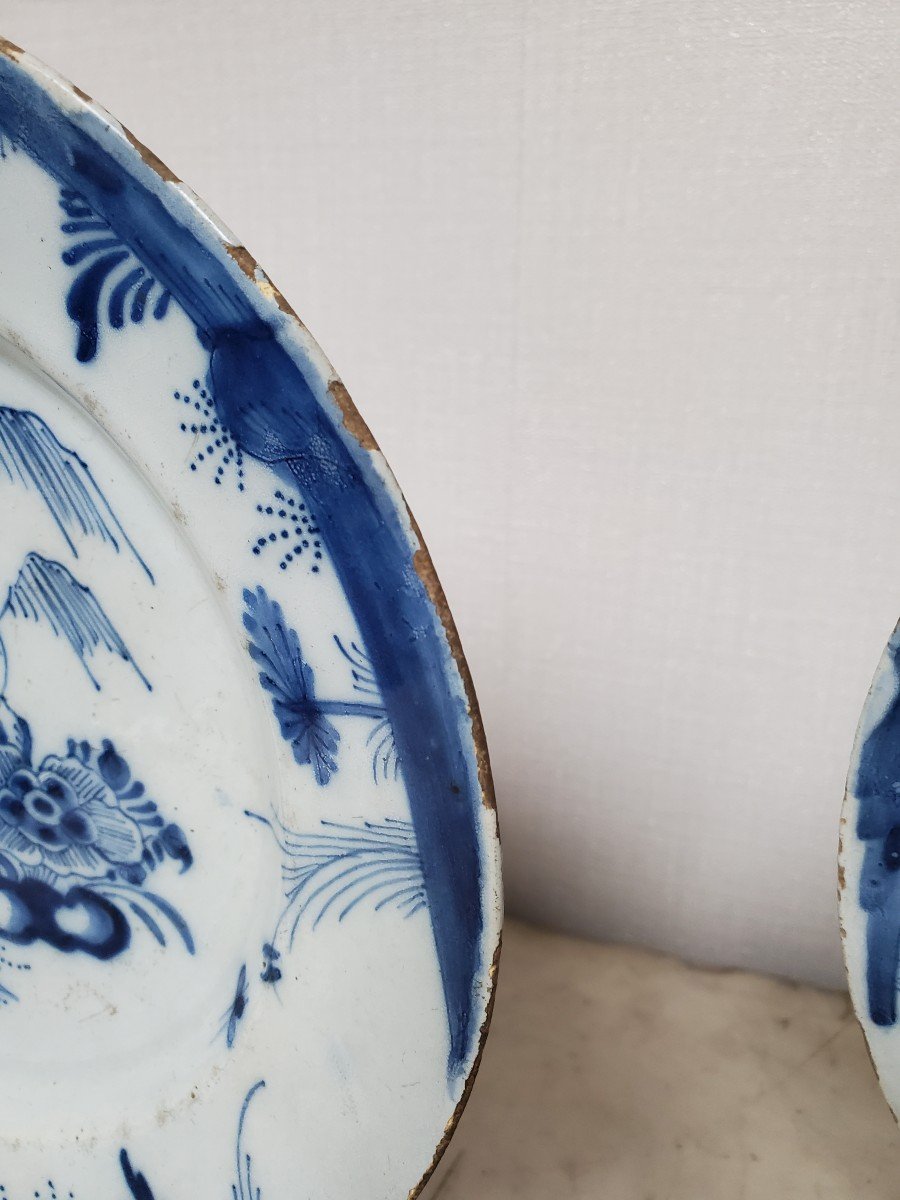 Pair Of Fine Delft Earthenware Plates - 18th Century-photo-4