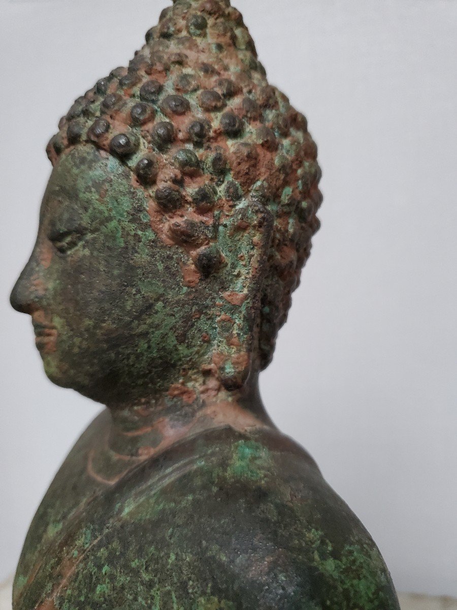 Sculpture - Bouddha Ancien Bronze - XXème-photo-7