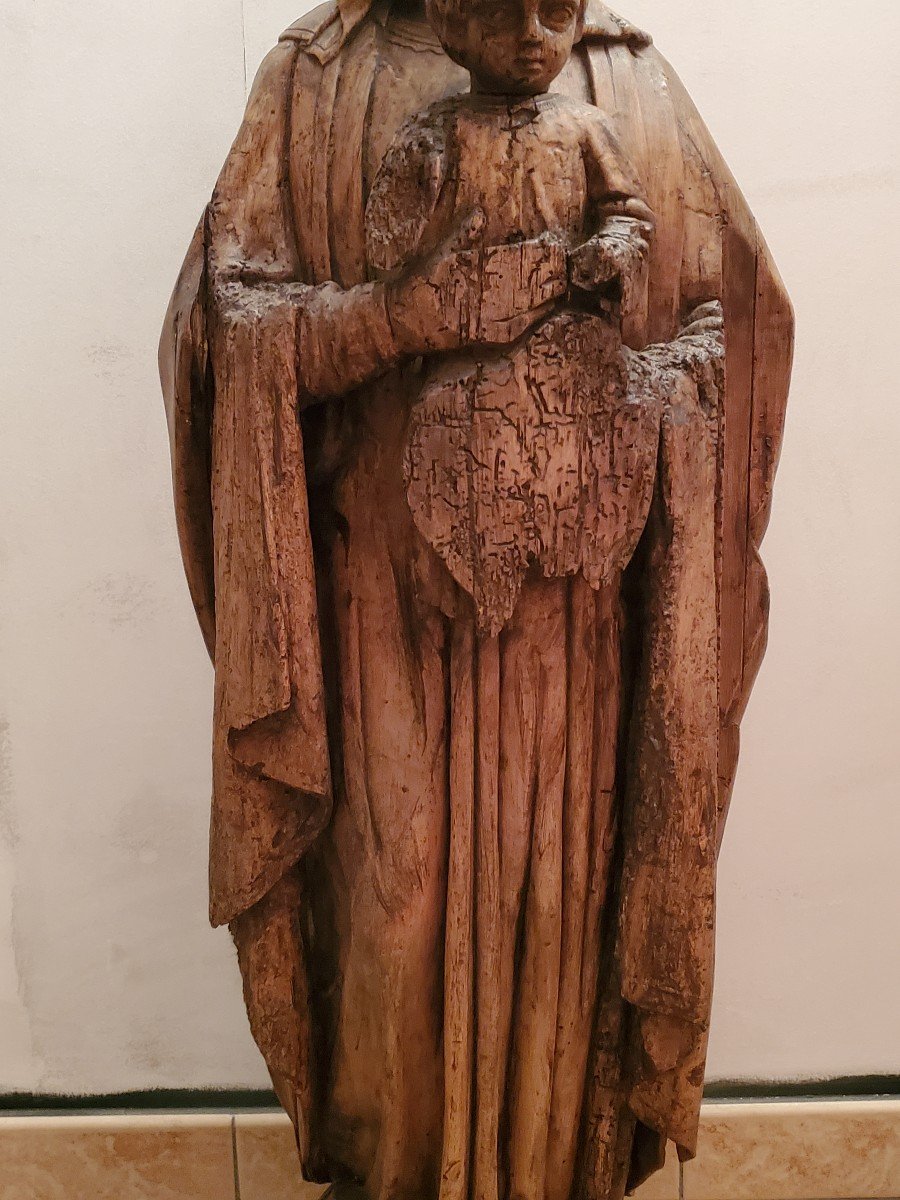  Sculpture - Vierge à l'Enfant - Bois - Circa 1800-photo-3