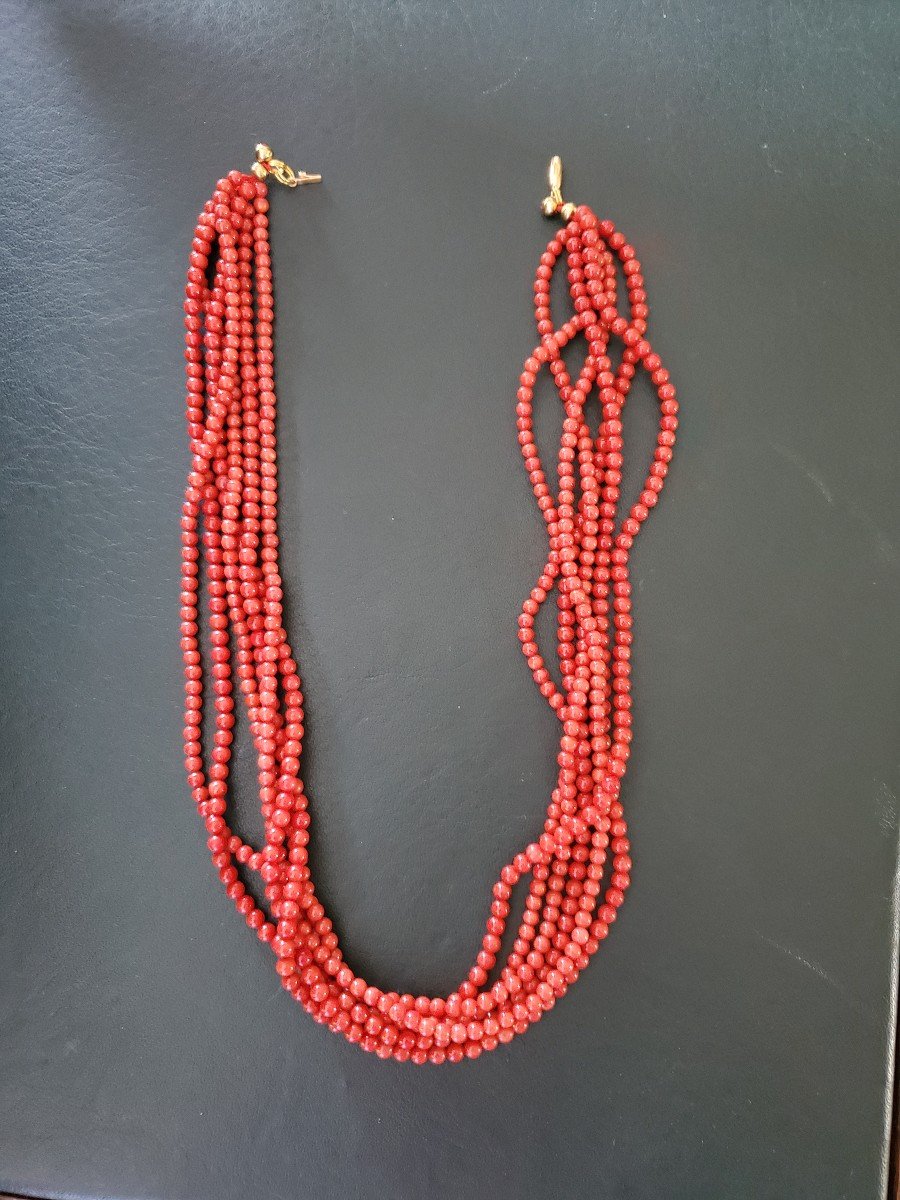 Collier De Corail Rouge - Fermoir En Or 750.-photo-3