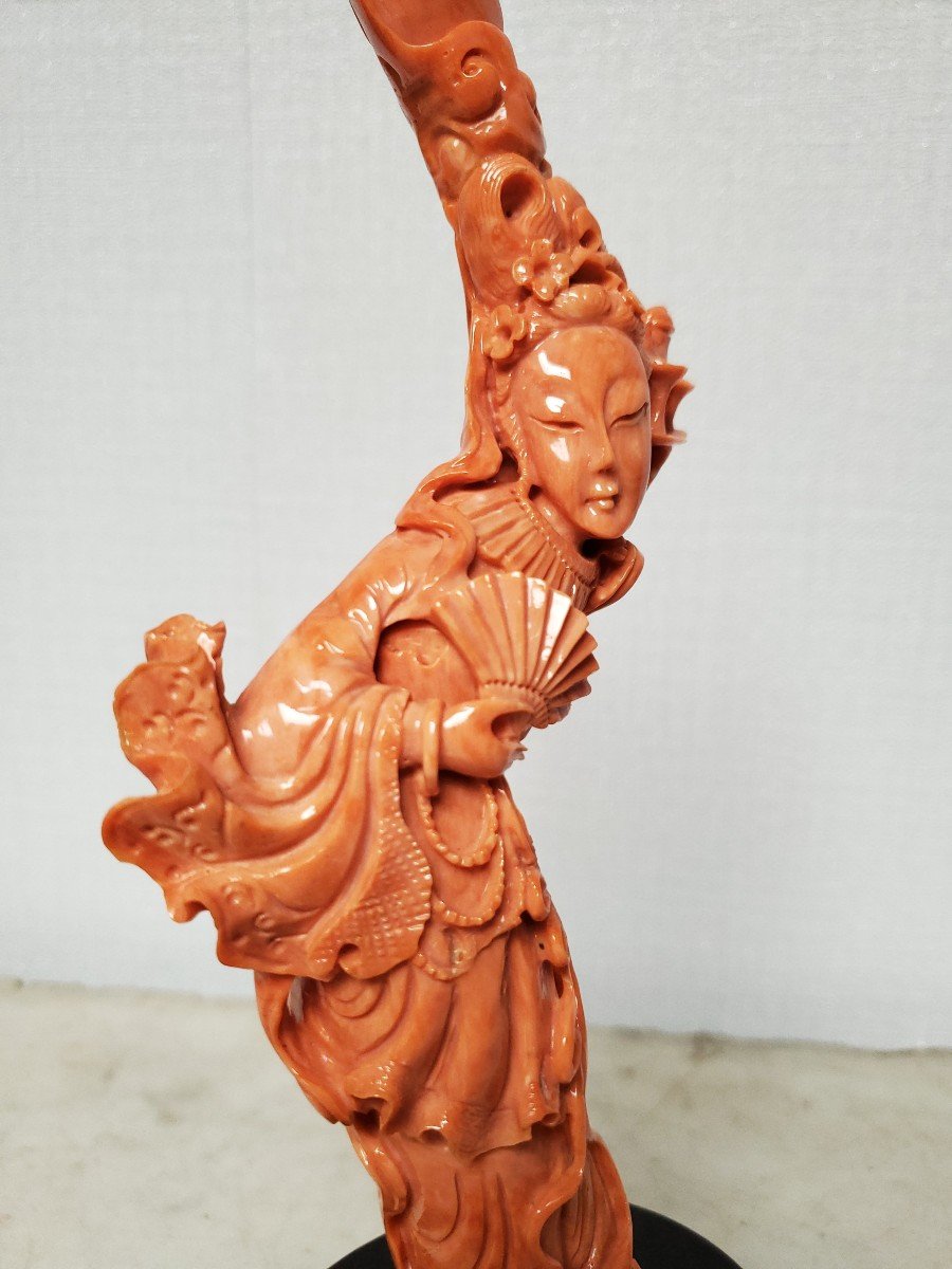 Sculpture - Orange-red Coral On Base-photo-6