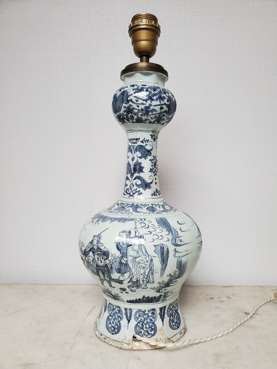 Delft - Vase Mounted As A Lamp - 17th-18th Century-photo-2