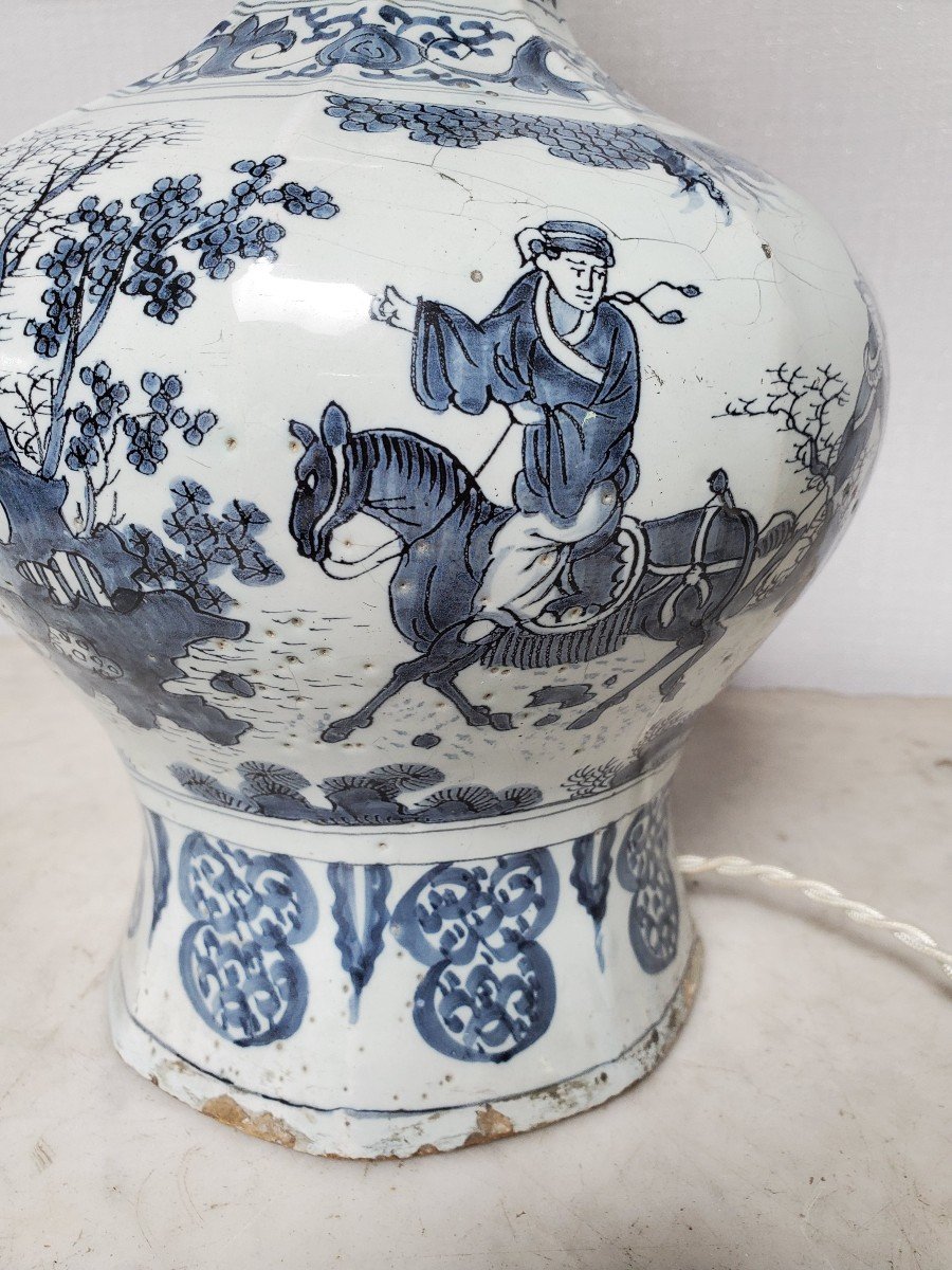 Delft - Vase Mounted As A Lamp - 17th-18th Century-photo-4