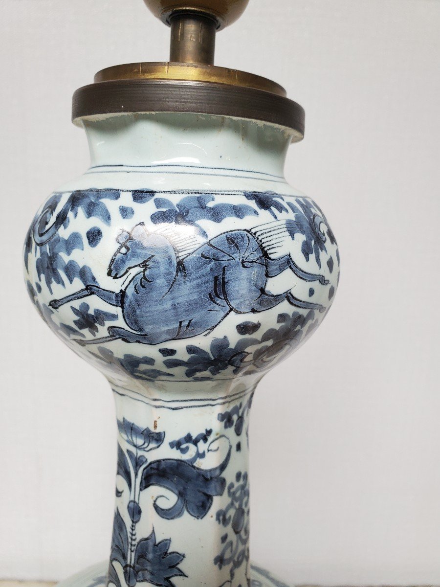 Delft - Vase Mounted As A Lamp - 17th-18th Century-photo-5