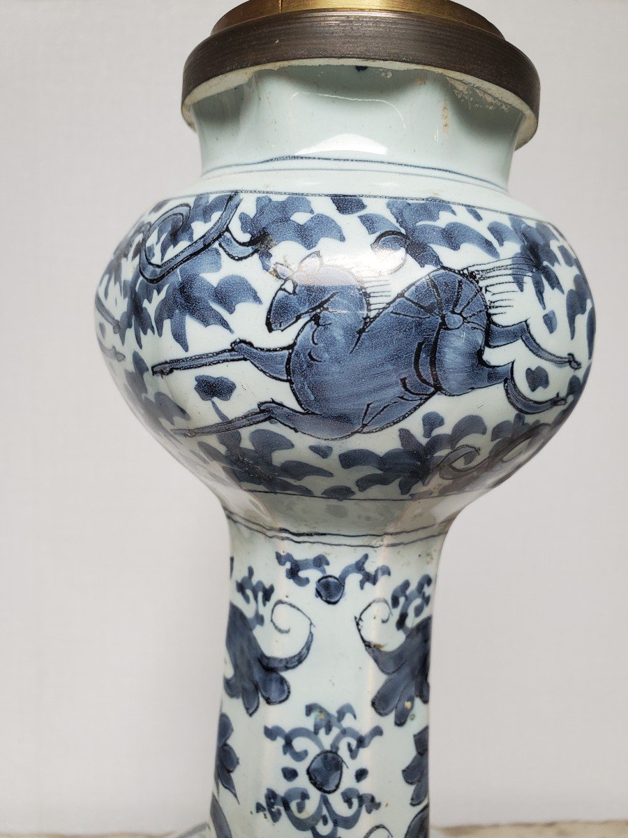 Delft - Vase Mounted As A Lamp - 17th-18th Century-photo-6