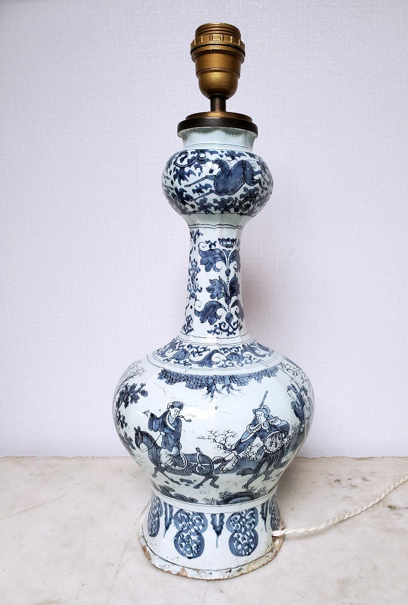 Delft - Vase Mounted As A Lamp - 17th-18th Century