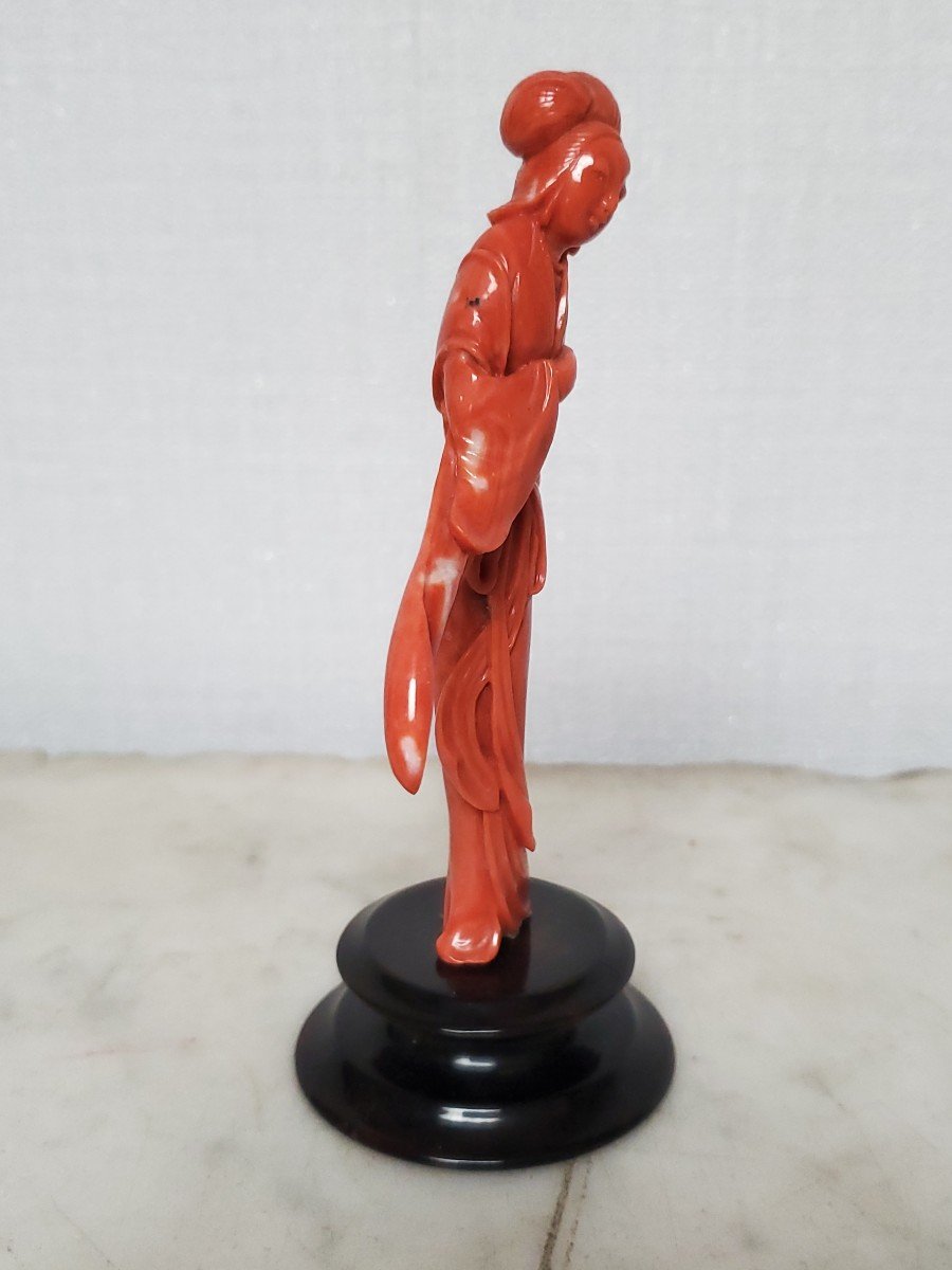 China - Red Coral Sculpture On Base - 19th/20th Century-photo-2