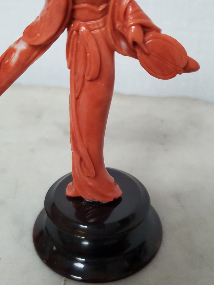 China - Red Coral Sculpture On Base - 19th/20th Century-photo-3