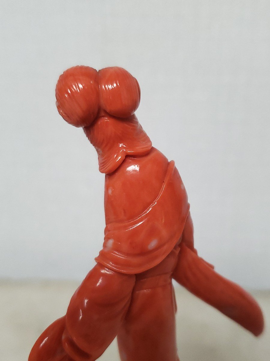 China - Red Coral Sculpture On Base - 19th/20th Century-photo-4