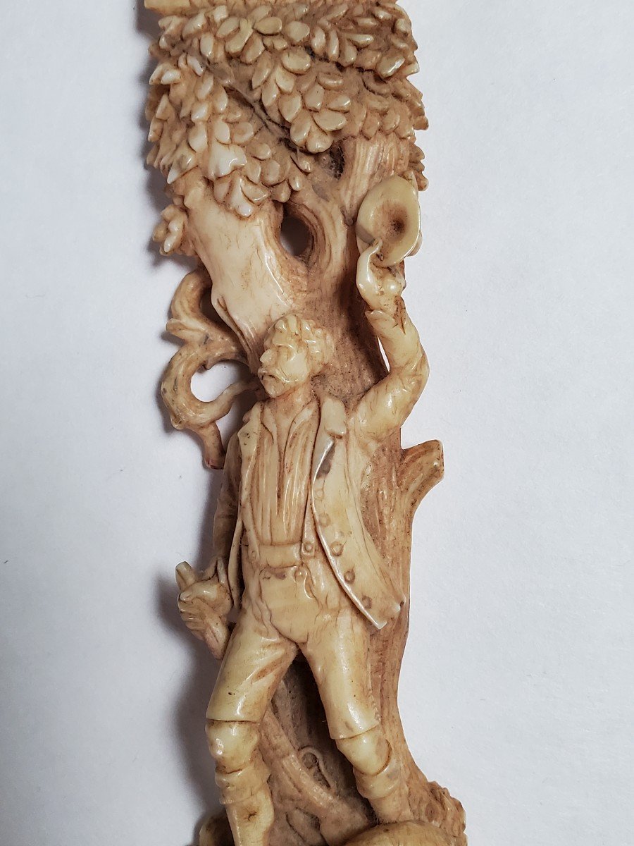 Sculpture, Hunting, Carved Bone Paper Cutter - 19th Century-photo-4